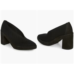 Eileen Fisher Signy Knit Block-Heel Pumps in Black Size 10